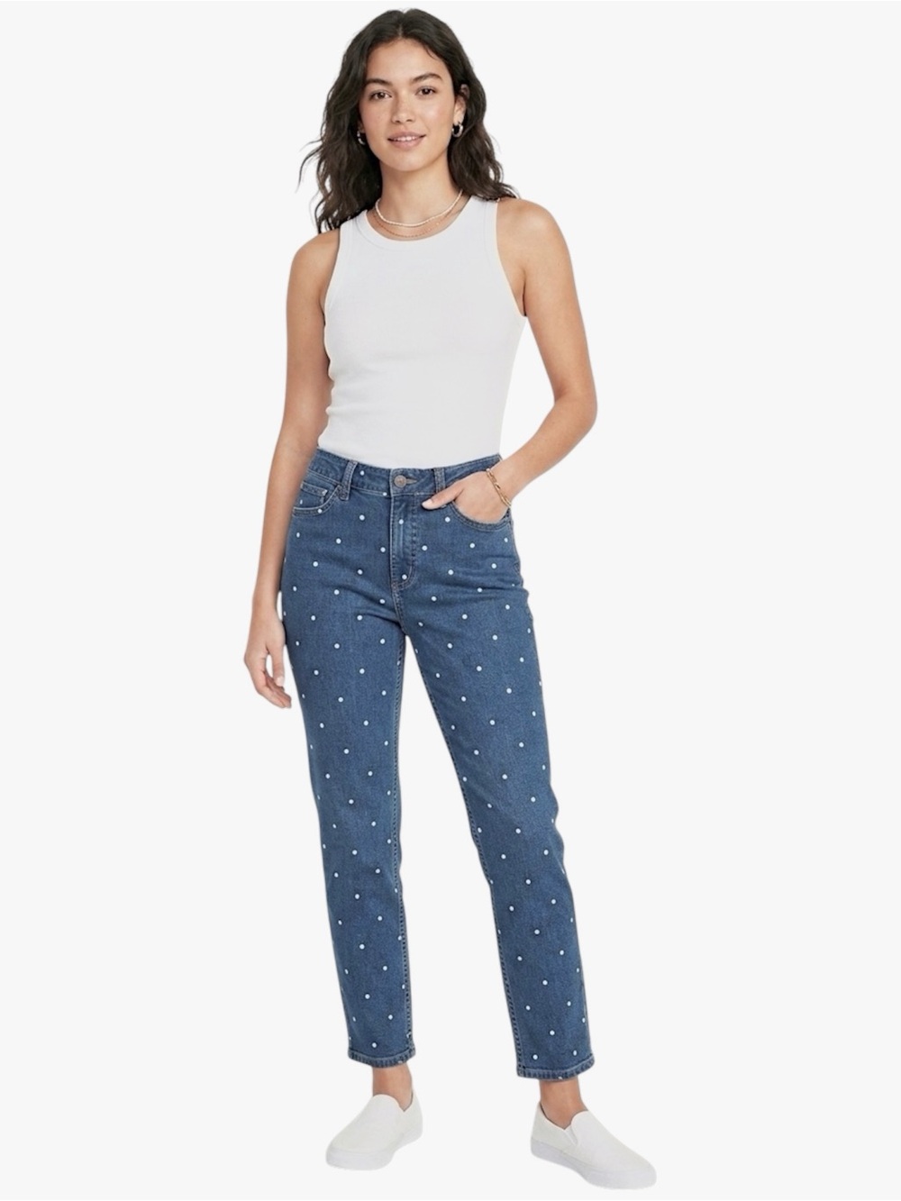 Workshop Republic Clothing ankle polka dot straight ankle jeans 4 NWT